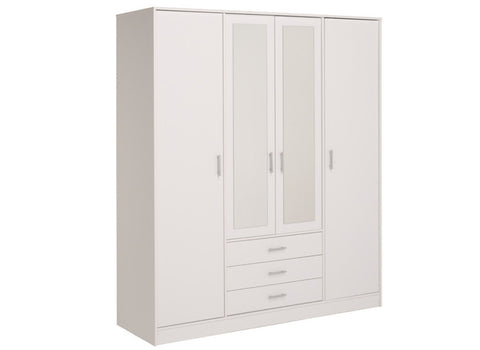 Armoire 4 portes 3 tiroirs blanc