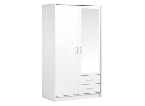 Armoire 2 portes 2 tiroirs blanc