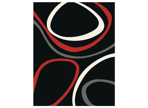 Tapis 160x230 ONDES Rouge/Noir