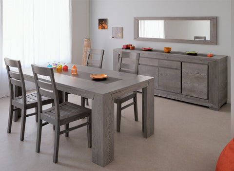 Ensemble TITAN Chêne gris (Enfilade + Table + 4 x Chaises)